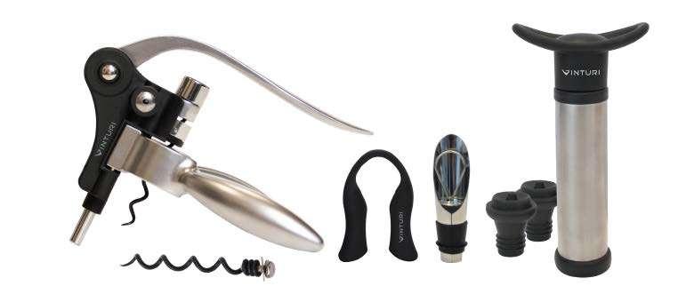 6 V9089 7 PC ESSENTIAL WINE TOOL SET - Includes replacement screw, foil cutter, dripless pourer, preserver & 2 stoppers THE PERFECT