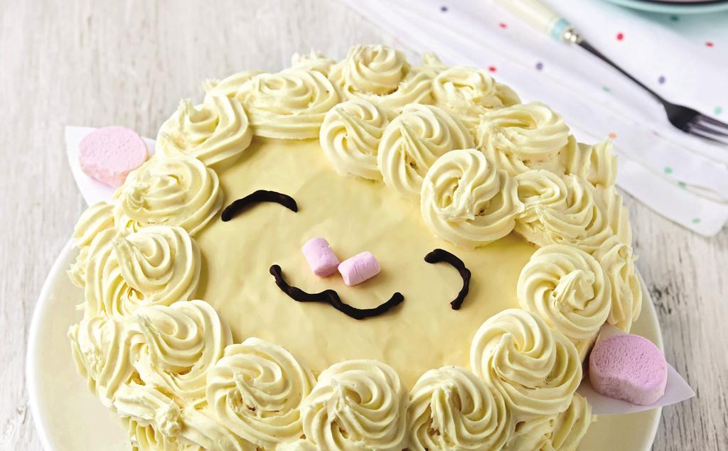Lamb Easter Cake Serves: 6 People Ready: 1 hours 10 minutes Prep Time: 40 minutes Cook Time: 30 minutes 4 Large Eggs 250g Self Raising Flour 250g Caster Sugar 250g Perfect for Cakes Spread 100g