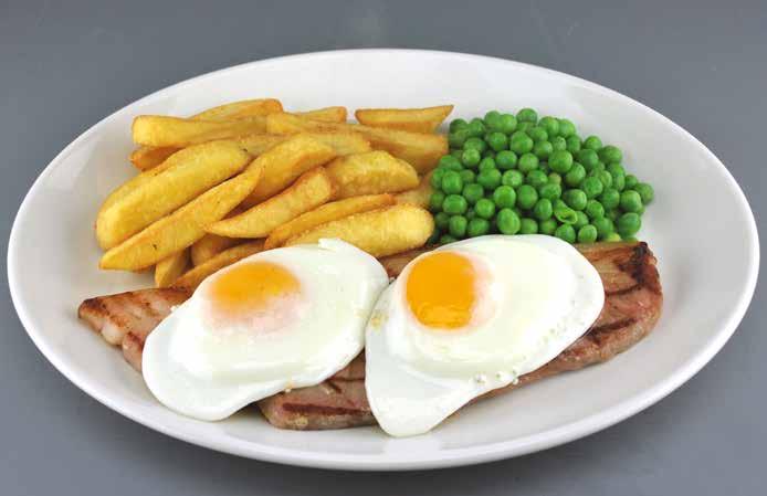 Gammon Steak You ll need: Oval Plate 8oz Gammon Peas 1 Full Pea Scoop (56g) Guest s Choice: Eggs OR Pineapple Rings 2 Each 2 Each 1. Score gammon rind and lightly oil.