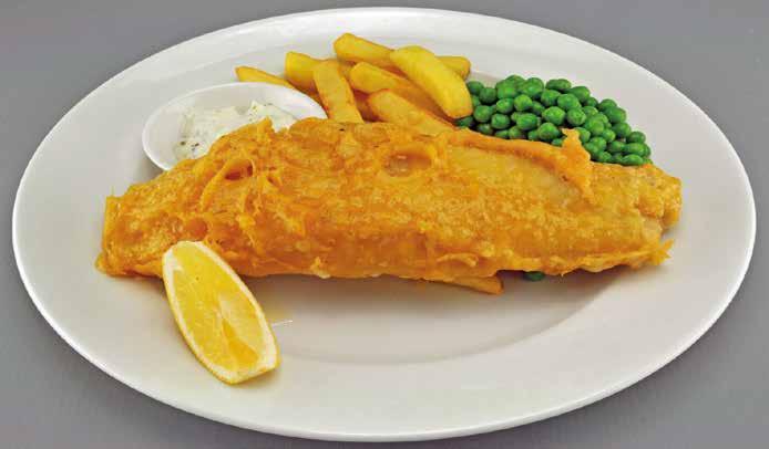 Value Fish & You ll need: Large White Plate & Dip Pot Pollock Batter Mix (See Sub) Flour Tartare Sauce Lemon Wedge (See Sub) 10g 28g Guest s Choice: Mushy Peas OR Peas 100g 1 Full Pea Scoop (56g) 1.