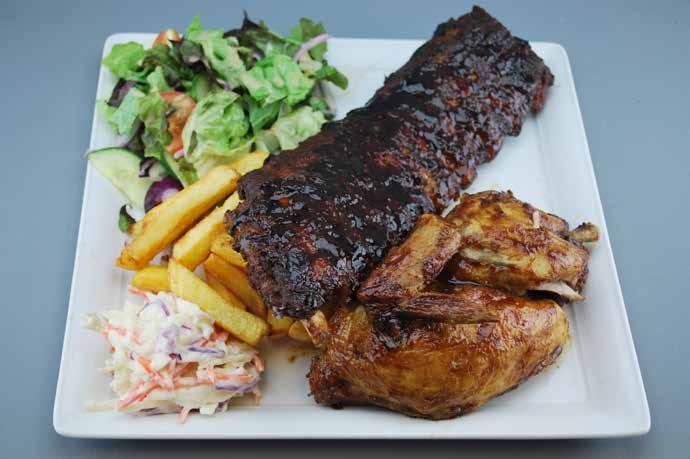 Chicken & Rib Combo You ll need: Large Square Plate ½ Roasted Chicken Rack of Ribs Mains Salad Garnish (See Sub) Coleslaw (See Sub) Tennessee Glaze ½ Each 70g 60g Upgrade: Rack of Ribs Tennessee