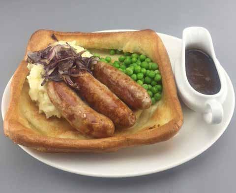 Sausage & Mash You ll need: Oval Plate & Sauceboat Smithfield Sausage Mash Potato (See Sub) Roast Gravy (See Sub) Peas Fried Red Onions (See Sub) Rectangular Yorkshire Pudding 3 Each 100g 1 Full Pea