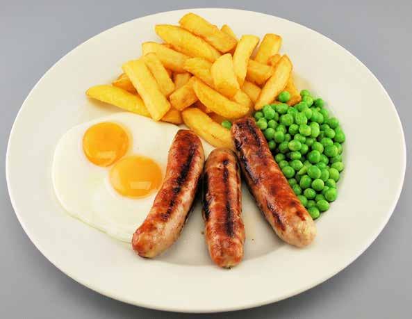 Sausage, Egg & You ll need: Large White Plate PI Breakfast Sausages Eggs Peas 3 Each 2 Each 1 Full Pea Scoop (56g) 1.