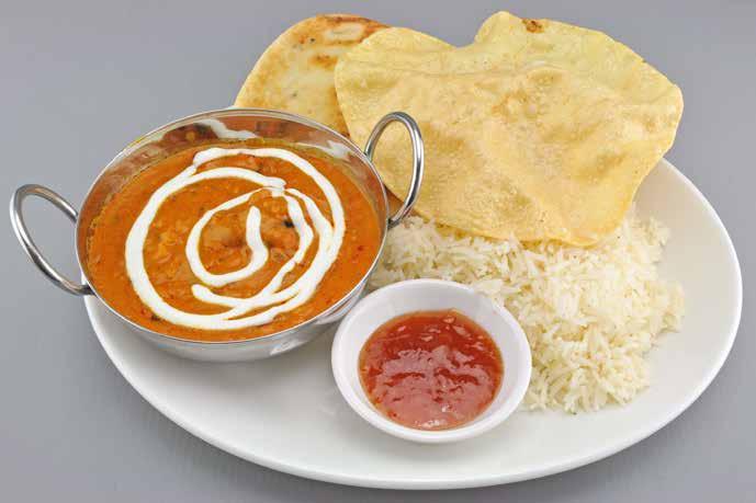 Chicken Makhani You ll need: Oval Plate, Balti Dish & Dip Pot Chicken Makhani Curry Basmati Rice Mango Chutney Naan Bread Greek Yoghurt Poppodum (See Sub) 28g 10g 1.