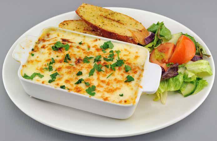 Sweet Potato, Spinach & Feta Lasagne You ll need: Oval Plate & Rectangular Roasting Dish Sweet Potato, Spinach & Feta Lasagne Cheddar & Mozzarella Mix Mains Salad Garnish (See Sub) Garlic Bread