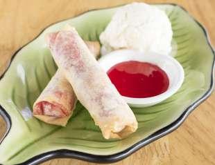 00 Battered and fried banana slices served with vanilla ice cream & your choice of strawberry, caramel or chocolate