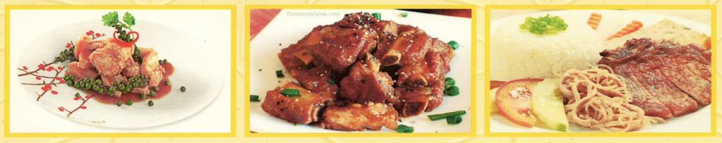 Pork 92. Sườn ram mặn / Pan Fried Pork Chop Stir Fried 93. Heo Kho tiêu / Sliced Pork in Clay Pot 94. Cơm Sườn Bì / Pan Fried Chop (whole) with Shredded Pork and Egg Shrimp 95.