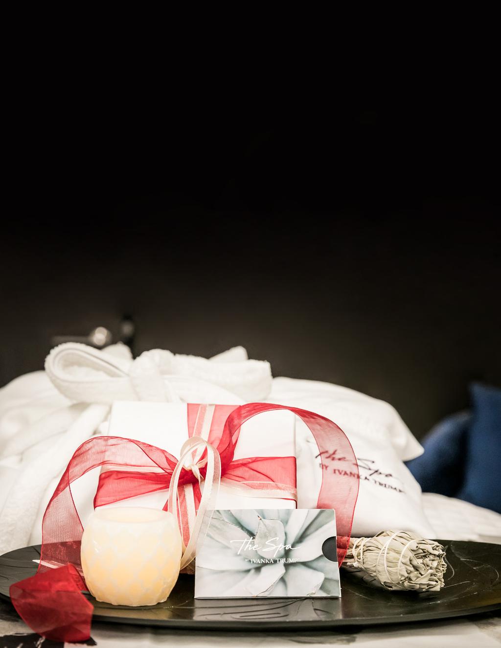 Give the Gif of Relaxation Gift Wellness this holiday season with a Spa Gift Card from The Spa by Ivanka Trump available for our Seasonal Spa Packages, A La Cart Treatment or Dollar Denominations.