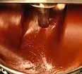 of heated liquid chocolate mixture.