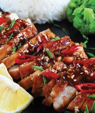Pour into a lined baking dish and cook for approximately 45 minutes at 180 C (Serves 8) (Serves 4) 1 chicken breast, skin off 4 cups broccoli, fresh 2 garlic cloves ½ cup tamari sauce 2 tbsp rice