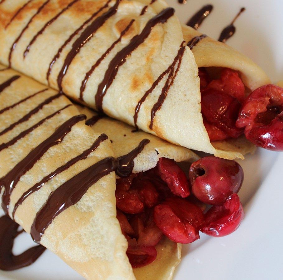 (minimum 70% cocoa) MAKES 4 CRÊPES Combine eggs, almond milk, 2 tsps melted butter /oil and vanilla extract in a large bowl. Stir in coconut flour, protein powder and sea salt.