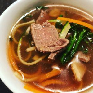 Ingredients: 2 cups salt reduced beef stock 1 beef stock cube 4 garlic cloves, finely diced 1 & 1/2cm fresh ginger, finely diced 1 cinnamon stick 2 star anise 2 teaspoons fish sauce 2 teaspoons lime