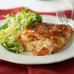 lasagna with creamy pink sauce 0 minutes hour 8 servings / containers (5 oz. ea.) ricotta cheese cups shredded mozzarella cheese (about 8 oz.