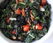 Kale, Quinoa and Blueberry Superfood Salad SERVINGS: 3 of salad and 10tbs of dressing For salad: 1 cup quinoa 1 bunch dino kale, washed and chopped (about 2 cups) 1 medium carrot, grated 1/2 cup