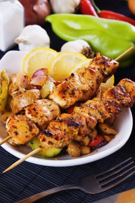 DINNER Yoghurt & Mint Chicken Skewers Serves 2 This combination is delicious and has a different twist on traditional grilled chicken. Increase the quantities to serve the whole family.