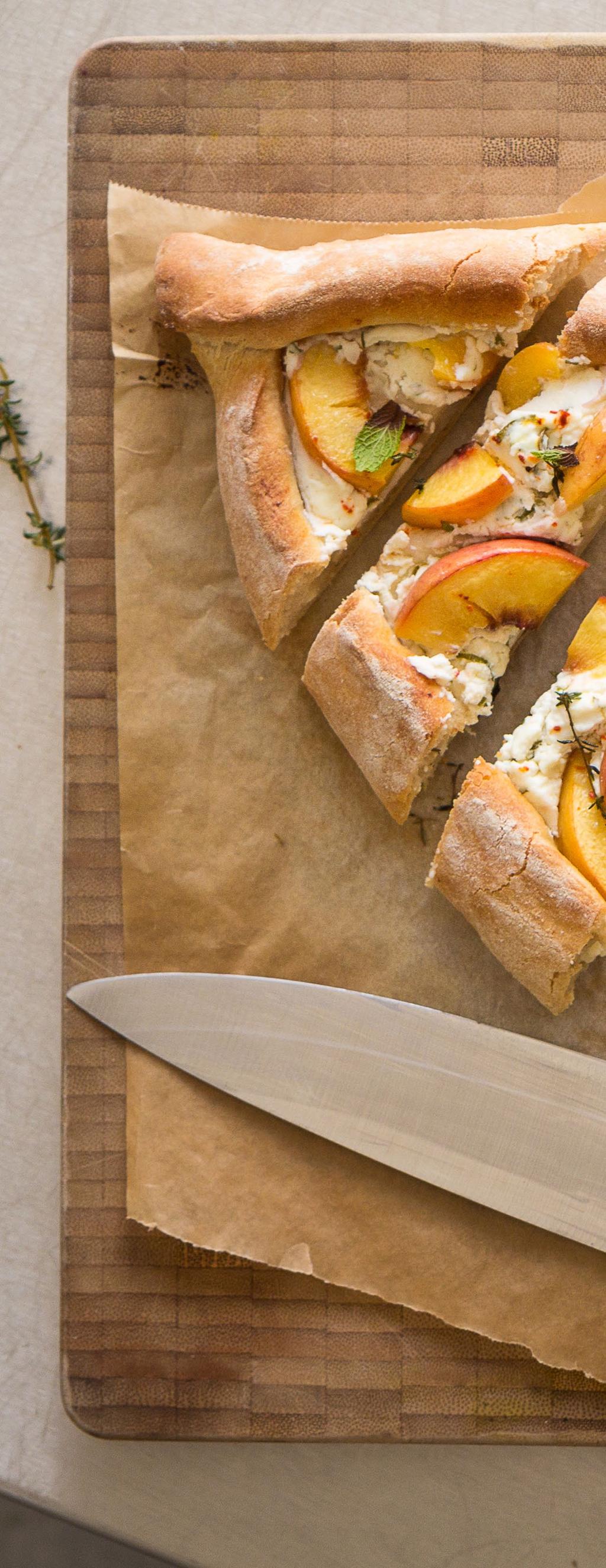 Turkish pide topped with nectarines, feta and mint Pide is a type of Turkish pizza with a classic boat shape and traditionally topped with spinach and peynir, a salty ewe s cheese.