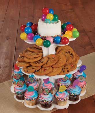 filled with 20 party cupcakes, 30 assorted cookies and a four-inch decorated cake. 53 Servings $49.