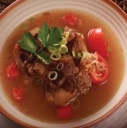 Soup SOP BUNTUT Rp 65.000 Indonesian traditional oxtail soup with green bean, potato, omato, celery and crispy emping SOTO AYAM Rp 55.