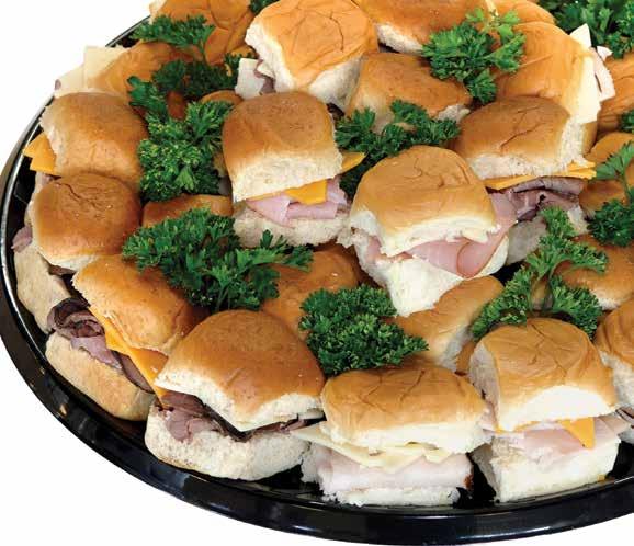 98 top round roast beef, co-jack, cheddar, and Swiss cheese. 20-25 $50.98 Condiment Tray 8-12 $12.
