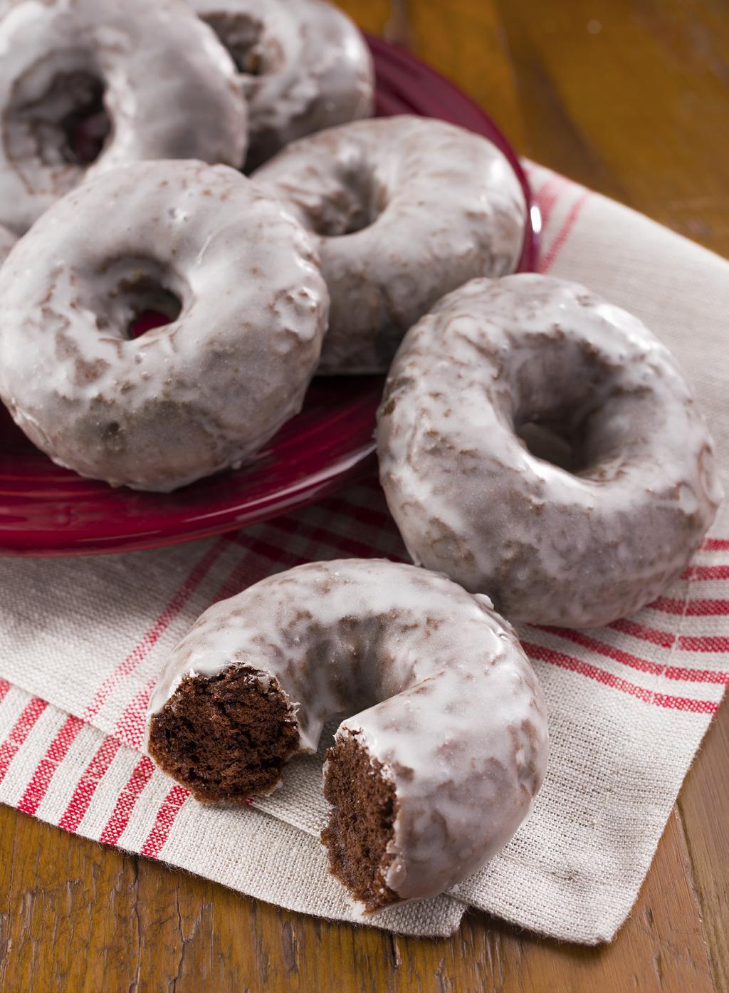A classic chocolate doughnut covered with a sweet glaze.
