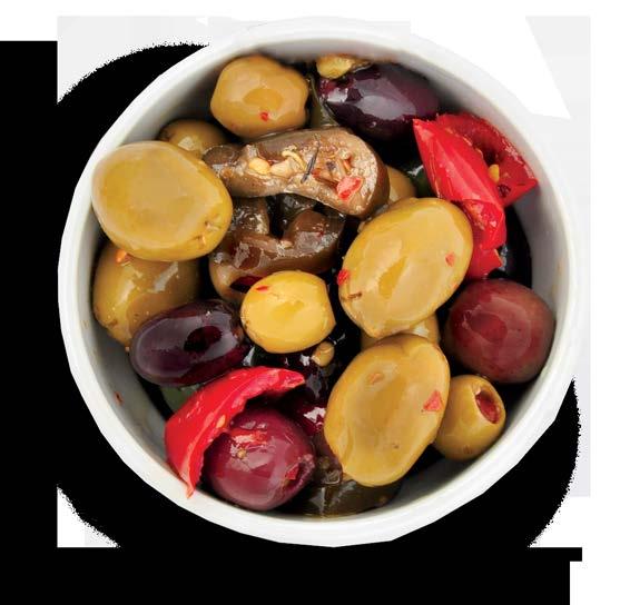 Olive & Antipasti Bar Bringing together the mix and match selections of Olives and Antipasti items is an ideal way to promote specialty offerings in a self-serve setting in the