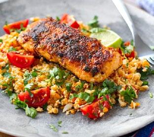 Dinner 1: Cajun Salmon With Tomato Cauliflower Rice > > You can use salmon, cod or any other fish fillets for this recipe.