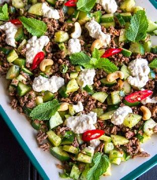 Dinner 5: Spicy Beef & Cucumber Salad With Cashew Raita > > Side dish: This can be a standalone meal or you can easily have a side of roasted or baked sweet potatoes.