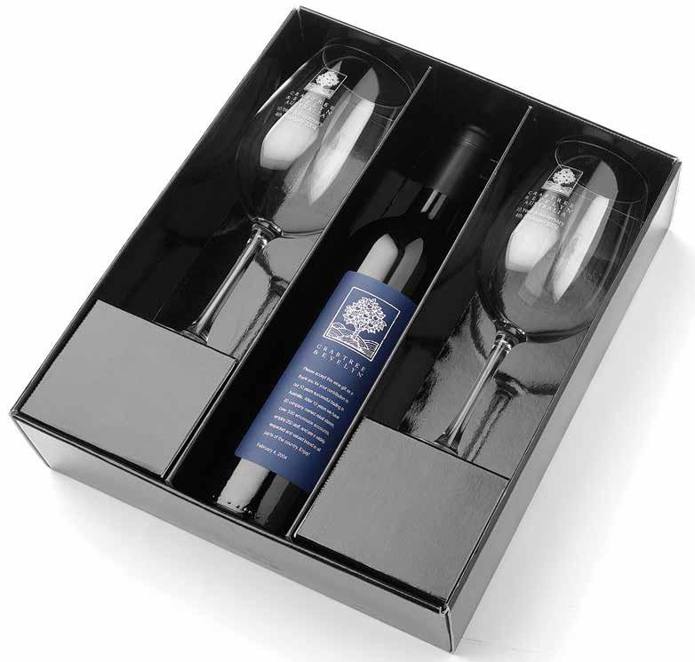 Custom Label Wine Presentation Gift Set This gift includes: Premium Boutique Vineyard Red with custom label.