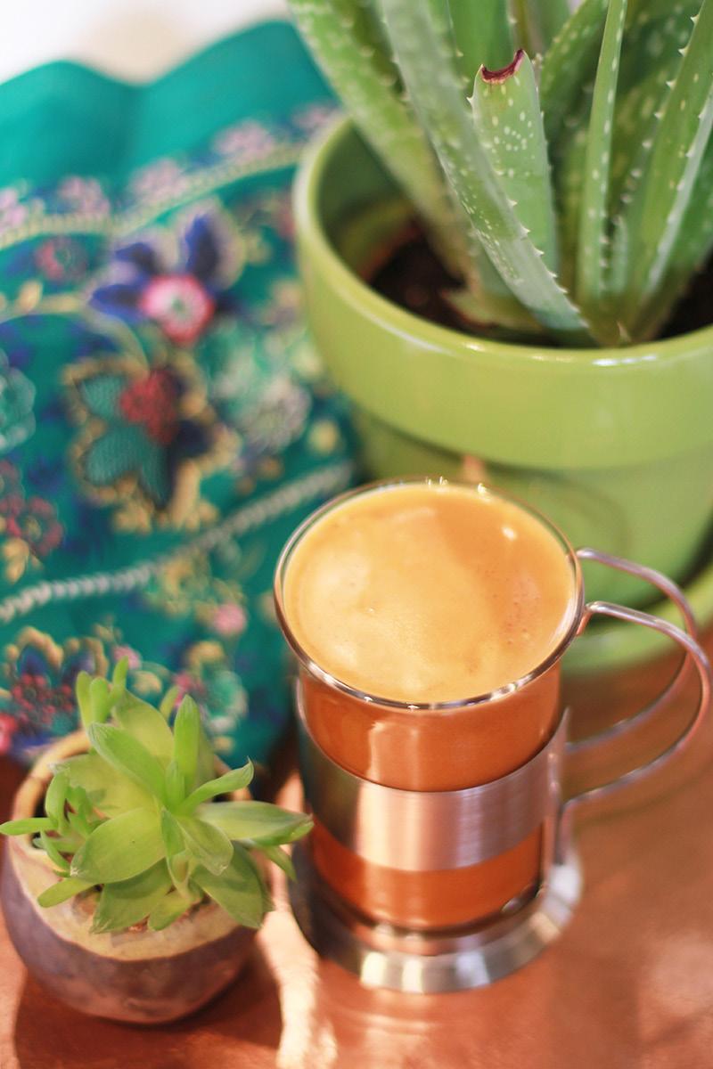 Cactus Tea Au Lait Delicately sweetened with organic agave, this tea au lait is smooth and satisfying. This drink is low in sugar, vegan, gluten-free, and can be enjoyed both hot and iced.
