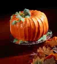 Pumpkin Palooza Cake Serves: 20 Carrot-Walnut Cream Cheese Cakes or cakes of your choice baked in 10-inch Bundt pans, 2 cooled completely Cream Cheese Frosting or 1 container (16 ounces) vanilla