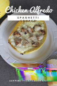alfredo sauce, roasted spaghetti squash with chicken an amazing way to use spaghetti squash.