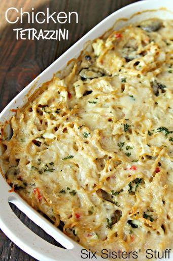 DAY 5 SMALLER FAMILY- CHICKEN TETRAZZINI CASSEROLE RECIPE M A I N D I S H Serves: 4-5 Prep Time: 20 Minutes Cook Time: 45 Minutes 1/2 (16 ounce) package linguine 3 tablespoons butter 3 tablespoons