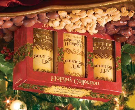 Ready to give, in a classic holly-adorned box. 82158 Holiday Collection 3-Pk Gift 6/cs Virginia Peanuts 7 oz.