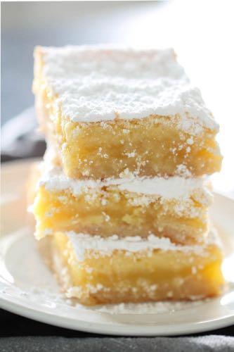 SMALLER FAMILY- HOMEMADE LEMON BARS D E S S E R T Serves: 12 Prep Time: 15 Minutes Cook Time: 40 Minutes Crust: 1/2 cup butter, softened 1/4 cup sugar 1 cup flour 1/8 teaspoon salt Filling: 1 1/2