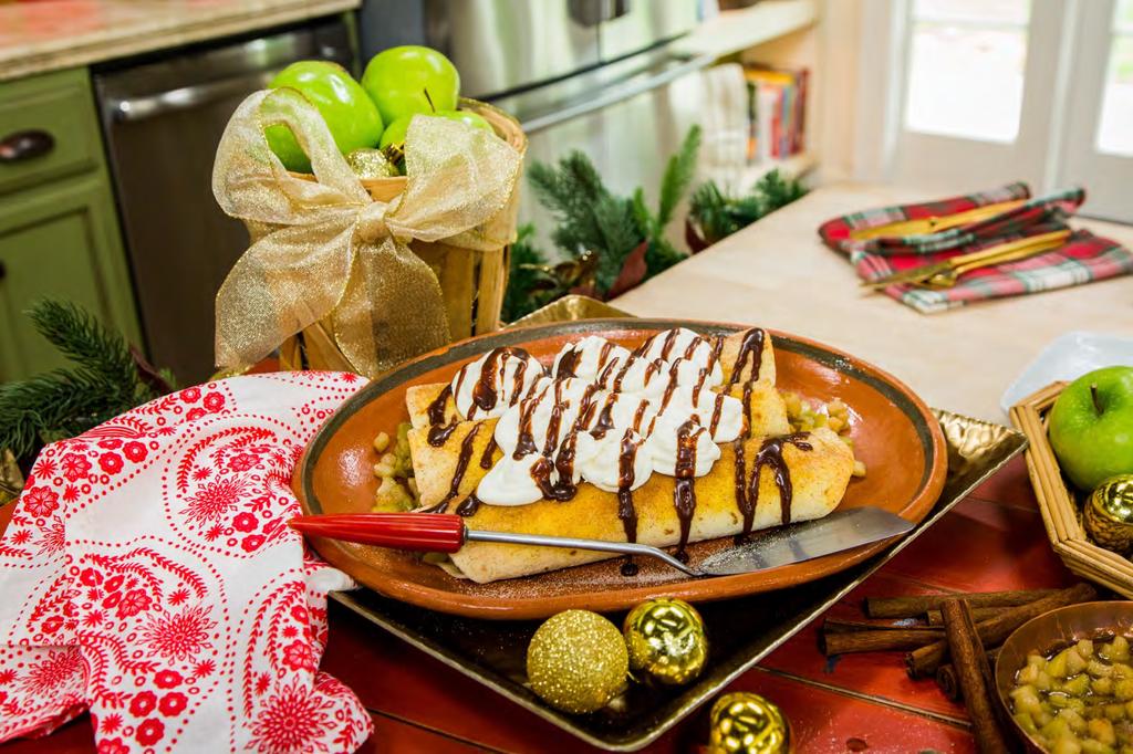 Christy Vega s Chocolate Caramel Apple Taquitos Recipe Courtesy Christy Vega of Casa Vega Restaurant Prep Time: 20 minutes Cook Time: 15 minutes Yield: 4 Ingredients: 8 Granny Smith apples, diced ½