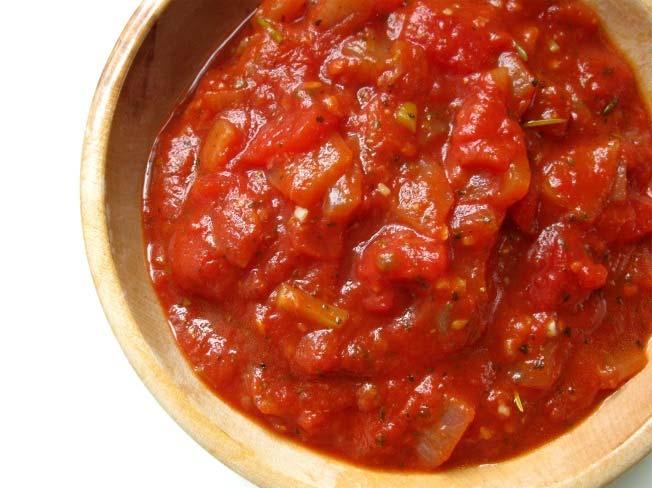 Tomato sauce Ingredients: ½x onion 1 clove of garlic 1/2 tin tomatoes 200ml water 1 tbsp of fresh basil or ½ tsp dried basil 1 tbsp vegetable oil 2 tbsp tomato puree Salt and pepper Method: 75g long