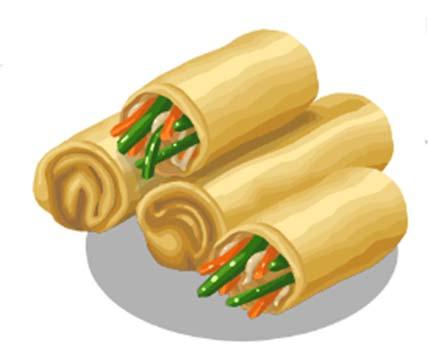 VEGETABLE SPRING ROLLS/SAMOSAS INGREDIENTS: 1 packet of mixed stir-fry vegetables 1 sachet of stir-fry sauce (black bean or sweet & sour) 20 spring roll wraps or pack of filo pastry Optional extras