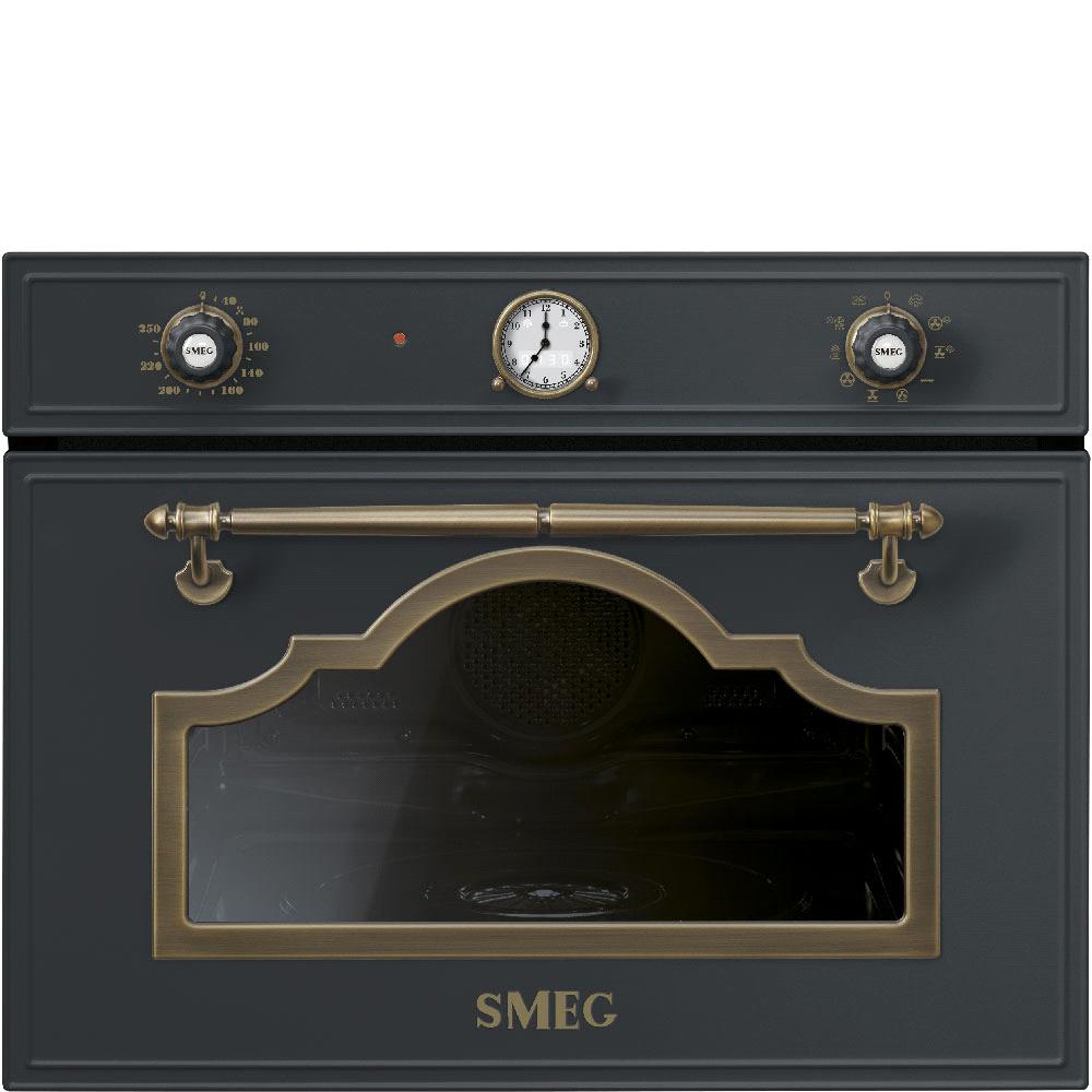 COMBINATION STEAM OVEN, VAPOR CLEAN, 45 CM, CORTINA, ANTHRACITE, OLD BRASS FINISHING, ENERGY RATING: A+ EAN13: 8017709211028 FUNCTIONS: Gross capacity: 50 lt Net volume of the cavity: 41 l Other