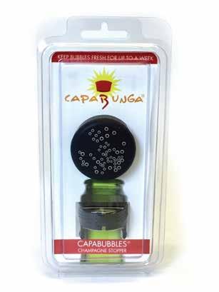 CAPABUBBLES CHAMPAGNE STOPPER CBC05 CBC04 CBC02 CBC01 CBC08 KEEP YOUR BUBBLES FRESH FOR A WEEK TURN YOUR CHAMPAGNE BOTTLE INTO A SCREW