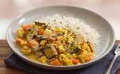 Served  Vegetarian Potato & Chickpea Curry A spicy curry combining vegetables, chickpeas and lentils, served with a