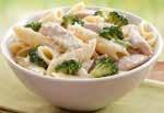 #545 Broccoli & Pasta Bake Baked chicken with penne pasta and broccoli florets in a creamy cheese sauce.