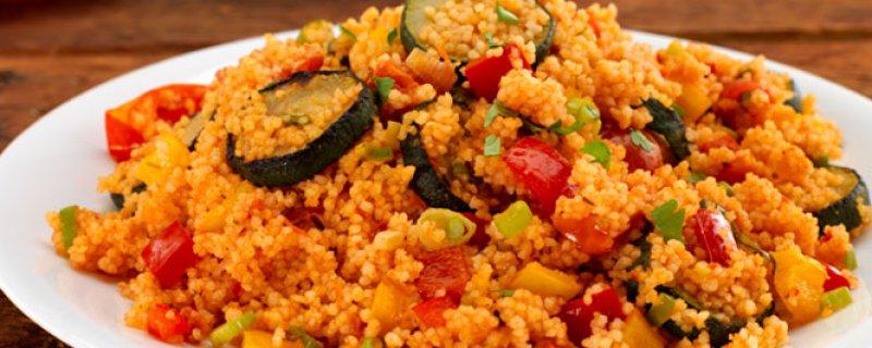 Mediterranean Couscous Salad Monday 9th April COOK TIME 00:30:00 PREP TIME 00:10:00 SERVES 3 With ingredients such as baby marrow, red and yellow pepper and tomatoes it is so easy to create this