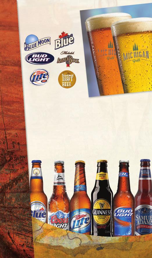 Beers on tap Bottled beers Amstel Light Bass Ale Becks Becks Dark Budweiser Budweiser Select Bud Light Coors Light Corona Ask your server! Ask about our seasonal selection!