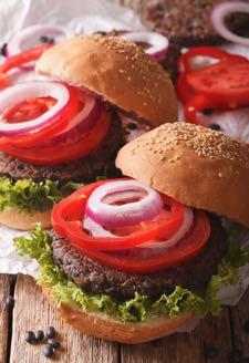 DAY 4 HEALTHY PLAN BLACK BEAN BURGERS M A I N D I S H Serves: 8 Prep Time: 15 Minutes Cook Time: 20 Minutes Calories: 377 Fat: 6 Carbohydrates: 63 Protein: 20 Saturated Fat: 1.
