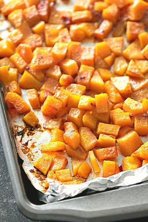 HEALTHY PLAN ROASTED HONEY CINNAMON BUTTERNUT SQUASH S I D E D I S H Serves: 6 Prep Time: 10 Minutes Cook Time: 40 Minutes Calories: 114 Fat: 4.8 Carbohydrates: 19.