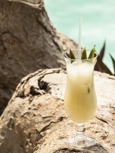 MEDINA COLADA Coconut, fresh passion fruit and pineapple juices shaken with local honey.