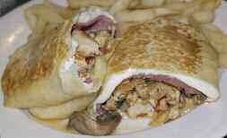 50 Fried Chicken Fingers with Lettuce, Tomato, Red Onion and Cheddar Cheese tossed in Ranch Dressing. Athenian Wrap 10.