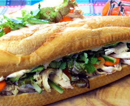 READY IN APPROX. 25 MINS CHICKEN BANH MI EACH SERVE GIVES: 1 ¾ 2¾ METHOD Mix the chicken with the soy sauce, fish sauce, garlic, ginger and honey.