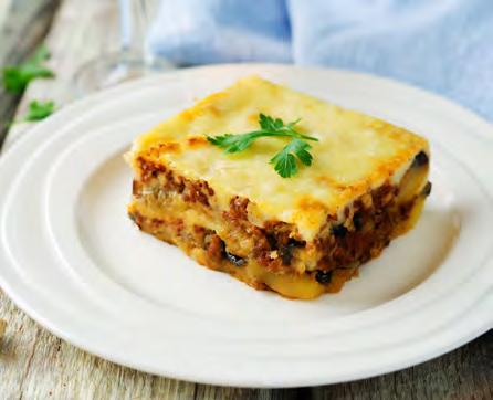 READY IN APPROX. 80 MINS MOUSSAKA i SALAD EACH SERVE GIVES: ½ 1 4 METHOD Preheat oven to 180 C. Lightly grease a large baking dish.