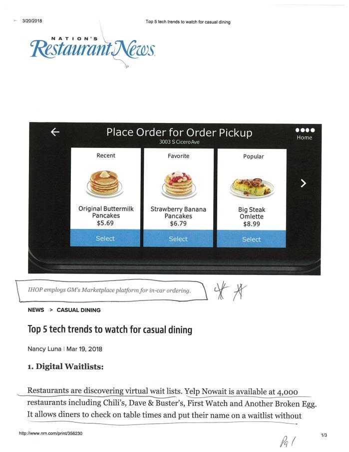 Digital Waitlists Yelp Nowait is available at over 4,000 restaurants Allows diners to